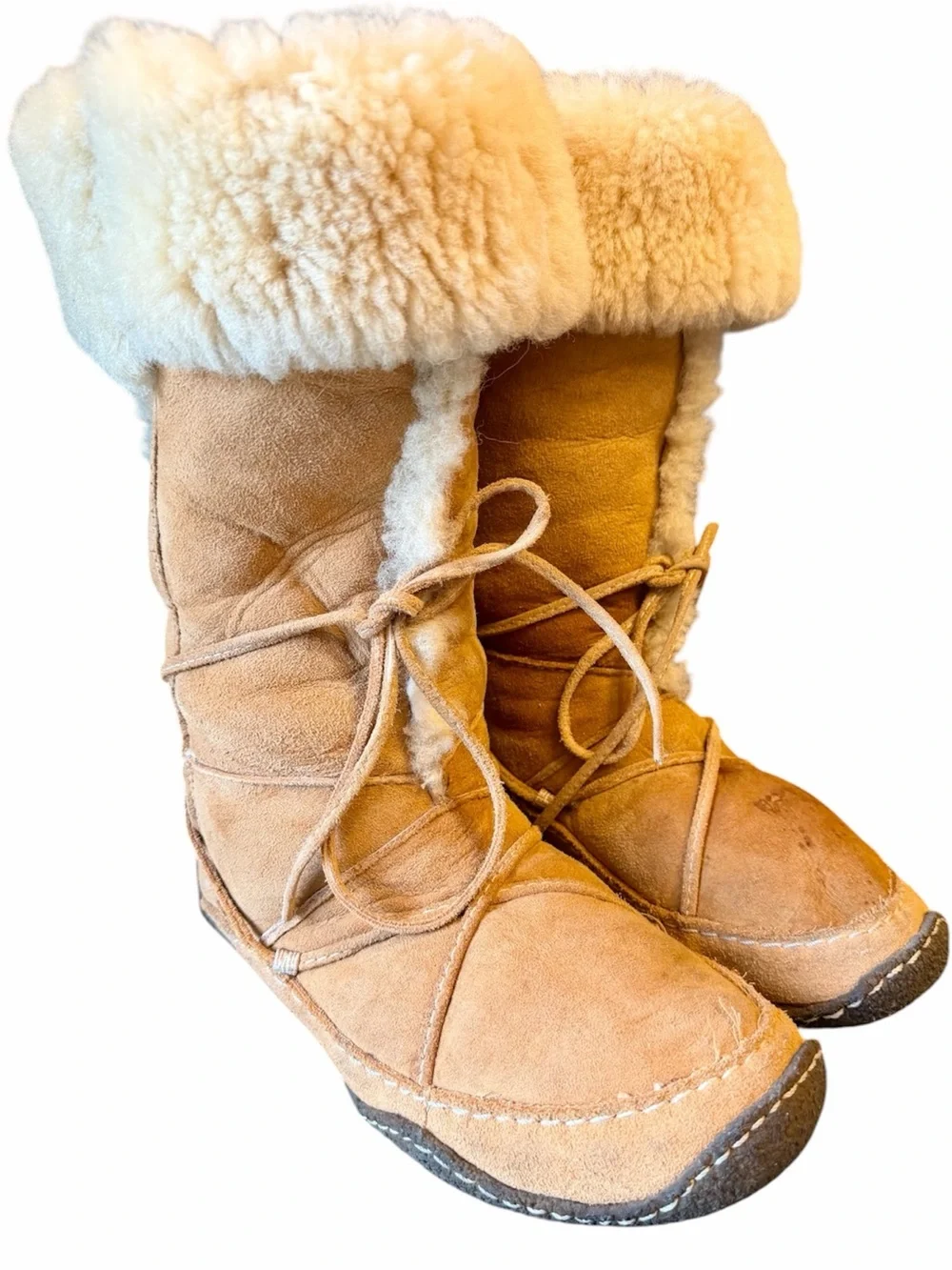 SOREL Kaska Shearling Suede Women’s Winter Boots size 9 Tan Y2K Moccasin Boot